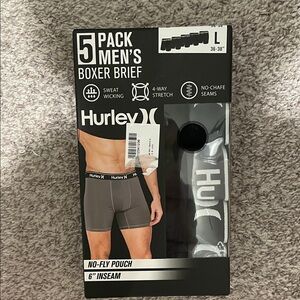 Hurley Men’s Boxer Briefs 5-Pack in Gray and Black large nwt